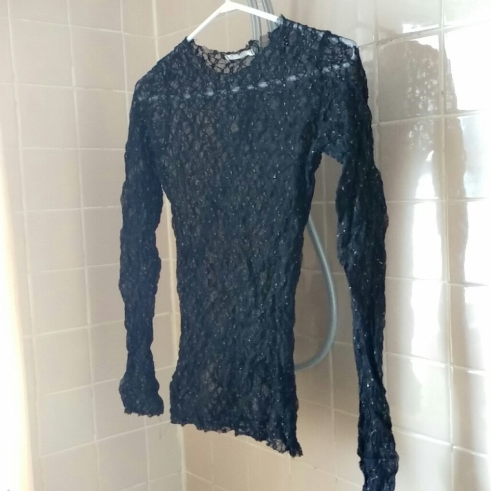 Cute Black Lace Top with Gold Flecks in it